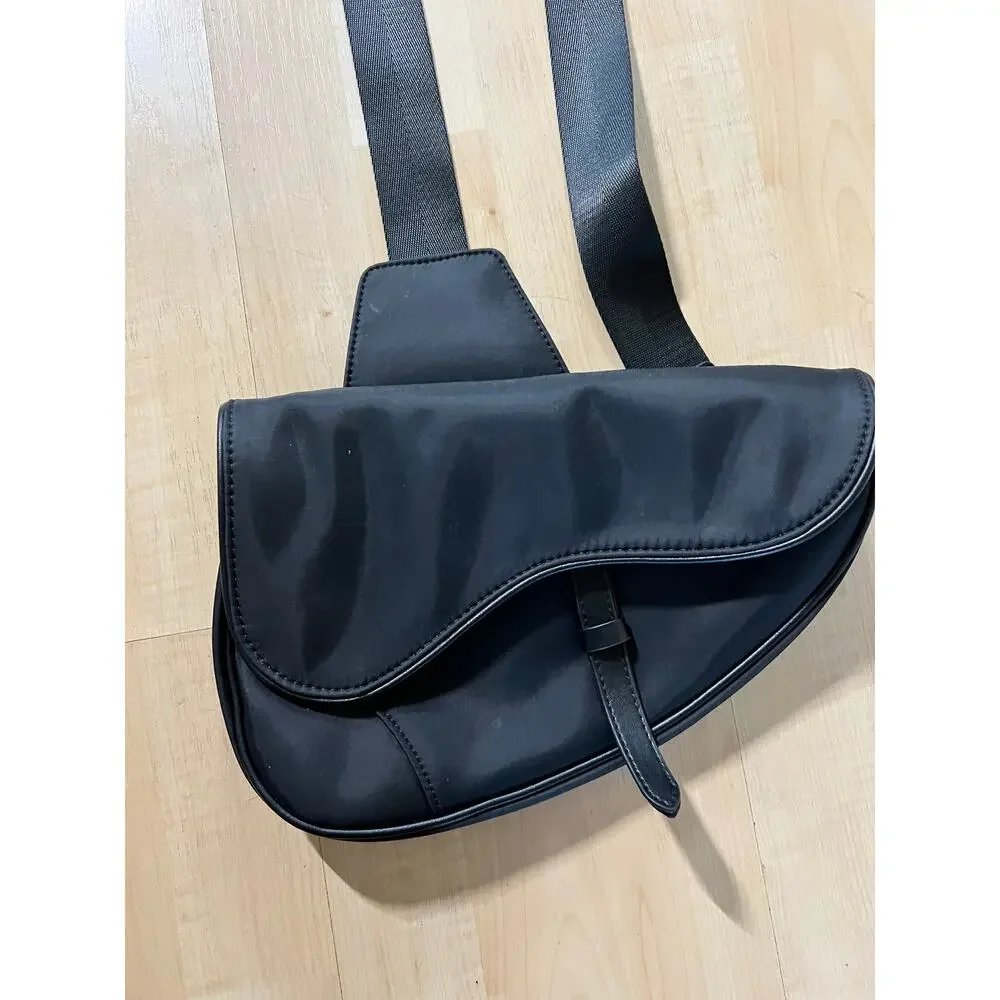 Unbranded Black Nylon Saddle Bag Crossbody Purse Y2K Streetwear Utility Unisex